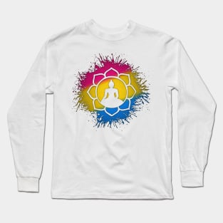 Paint Splatter Pansexual Pride Lotus Symbol Long Sleeve T-Shirt
